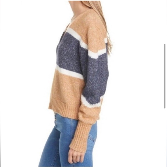 Veronica Beard Emilia Striped V-Neck Sweater - Picture 3 of 11